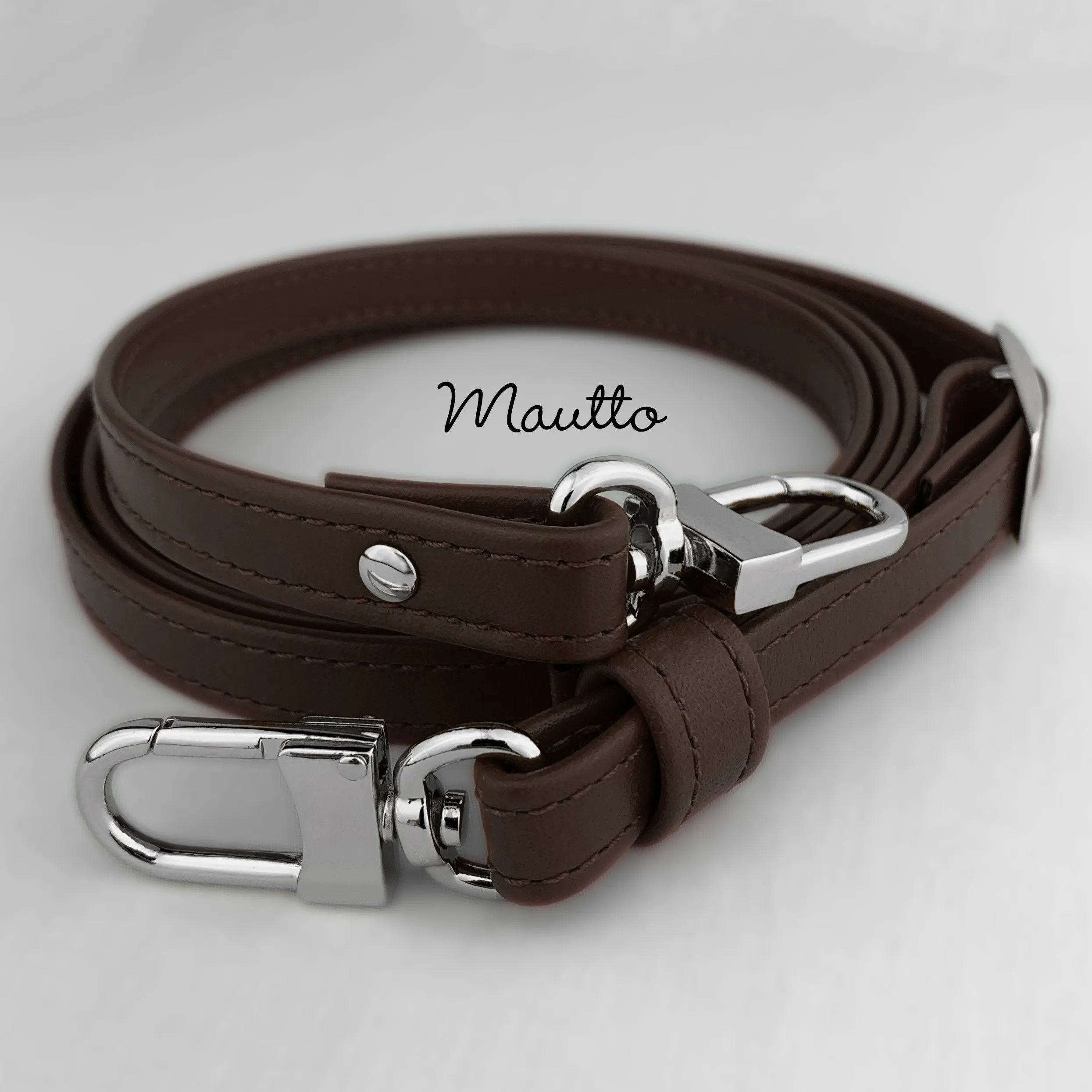 Dark Brown (Damier Ebene) Adjustable Leather Strap for LV Pochette, Alma, Eva, Croisette, etc - Petite 1/2 inch (13mm) Wide