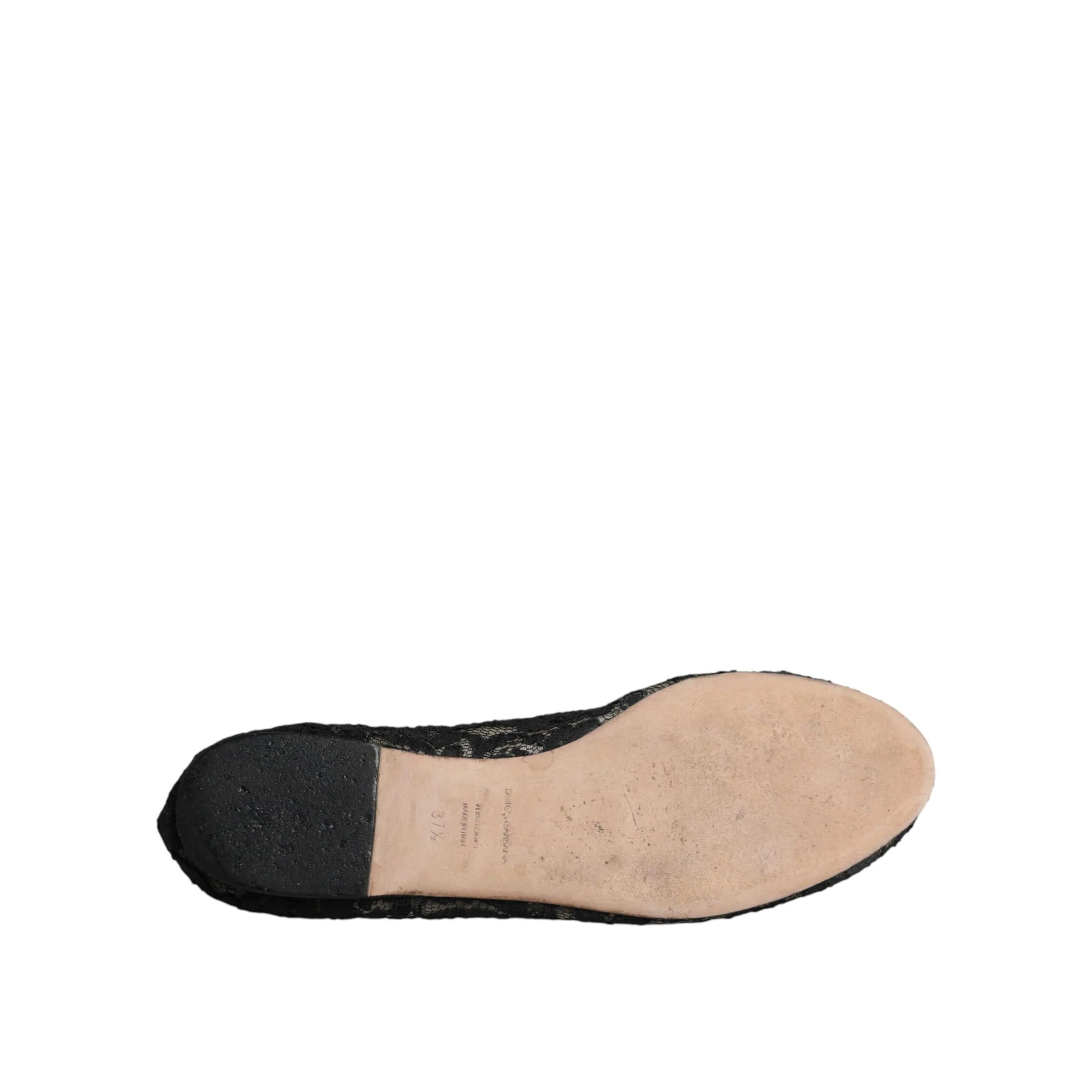 Dolce & Gabbana Black Taormina Lace Slip On Flats Shoes