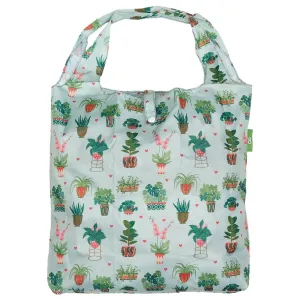 Eco Chic Lightweight Foldable Reusable Mint House Plant Shopping Bag
