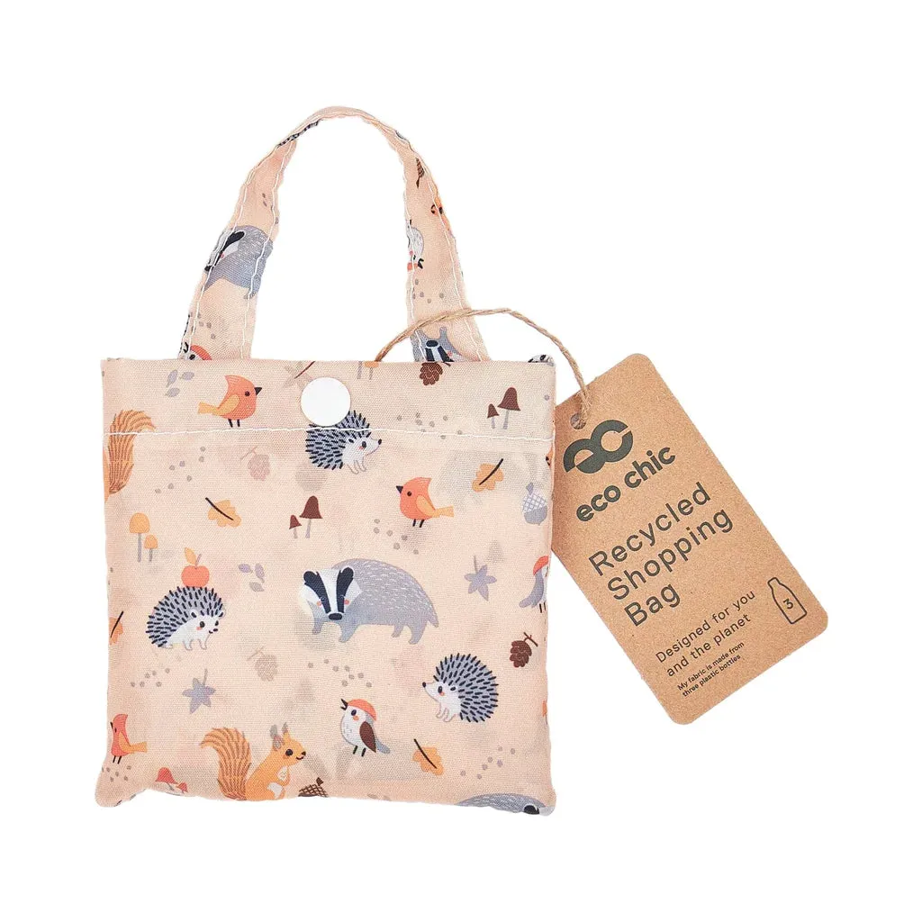 Eco Chic Lightweight Foldable Reusable Mustard Woodland Shopping Bag