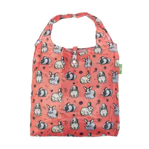 Eco Chic Lightweight Foldable Reusable Shopping Bag Bunny Pink