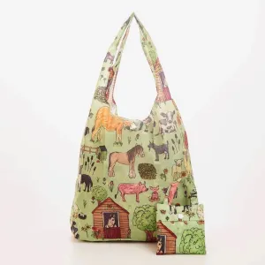 Eco Chic Lightweight Foldable Reusable Shopping Bag Farmland Green