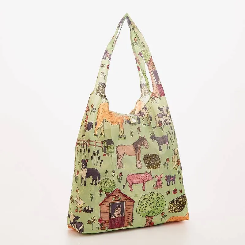 Eco Chic Lightweight Foldable Reusable Shopping Bag Farmland Green