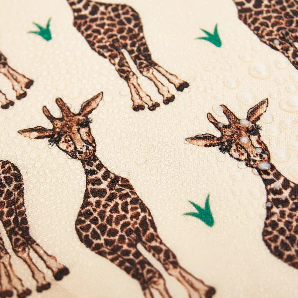 Eco Chic Lightweight Foldable Reusable Shopping Bag Giraffes Beige