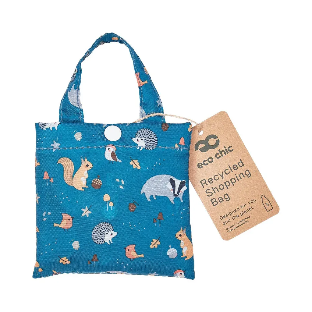 Eco Chic Lightweight Foldable Reusable Shopping Bag Teal Woodland