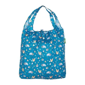 Eco Chic Lightweight Foldable Reusable Shopping Bag Teal Woodland