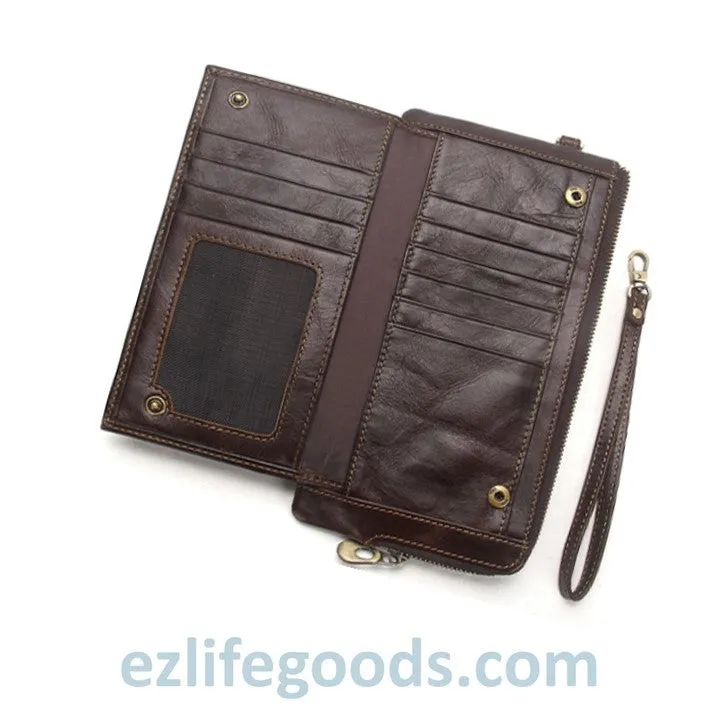 Elegant Genuine Leather Wallet With Phone Pocket