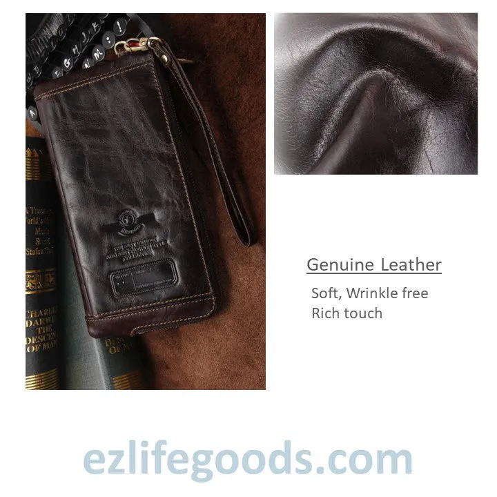Elegant Genuine Leather Wallet With Phone Pocket