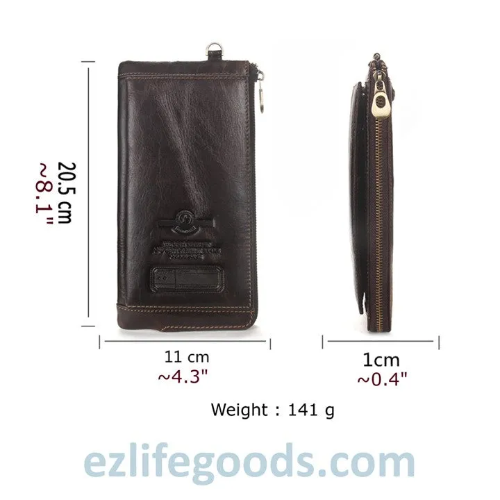 Elegant Genuine Leather Wallet With Phone Pocket