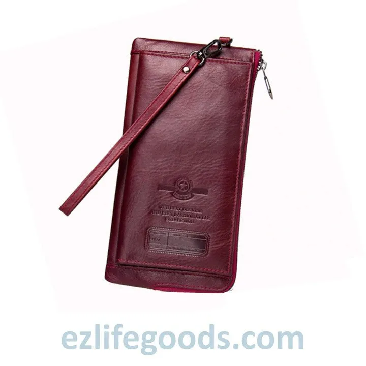Elegant Genuine Leather Wallet With Phone Pocket