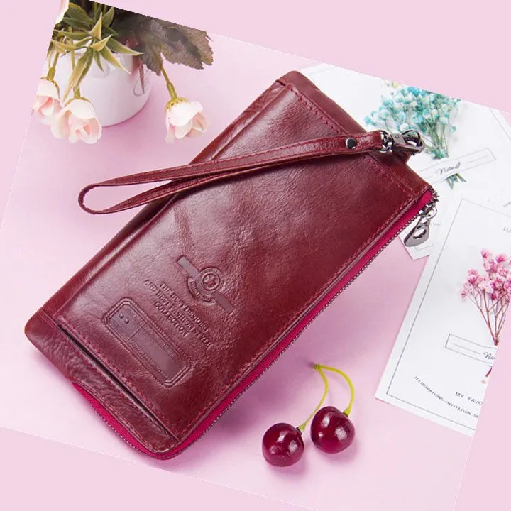 Elegant Genuine Leather Wallet With Phone Pocket