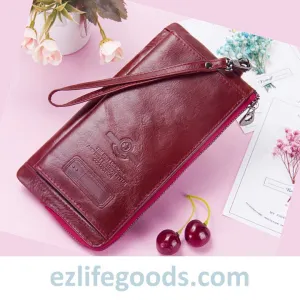 Elegant Genuine Leather Wallet With Phone Pocket