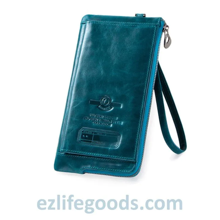 Elegant Genuine Leather Wallet With Phone Pocket