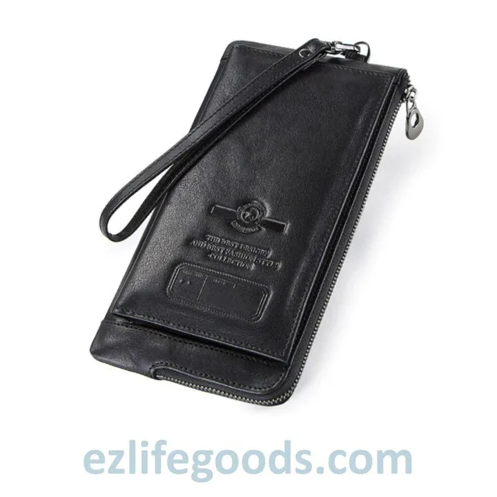 Elegant Genuine Leather Wallet With Phone Pocket