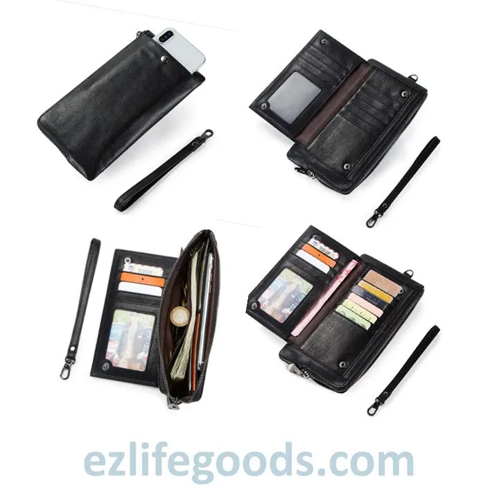 Elegant Genuine Leather Wallet With Phone Pocket