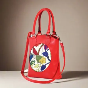 Genuine Leather Handcrafted Mini Handbag with Sling (Vermilion)