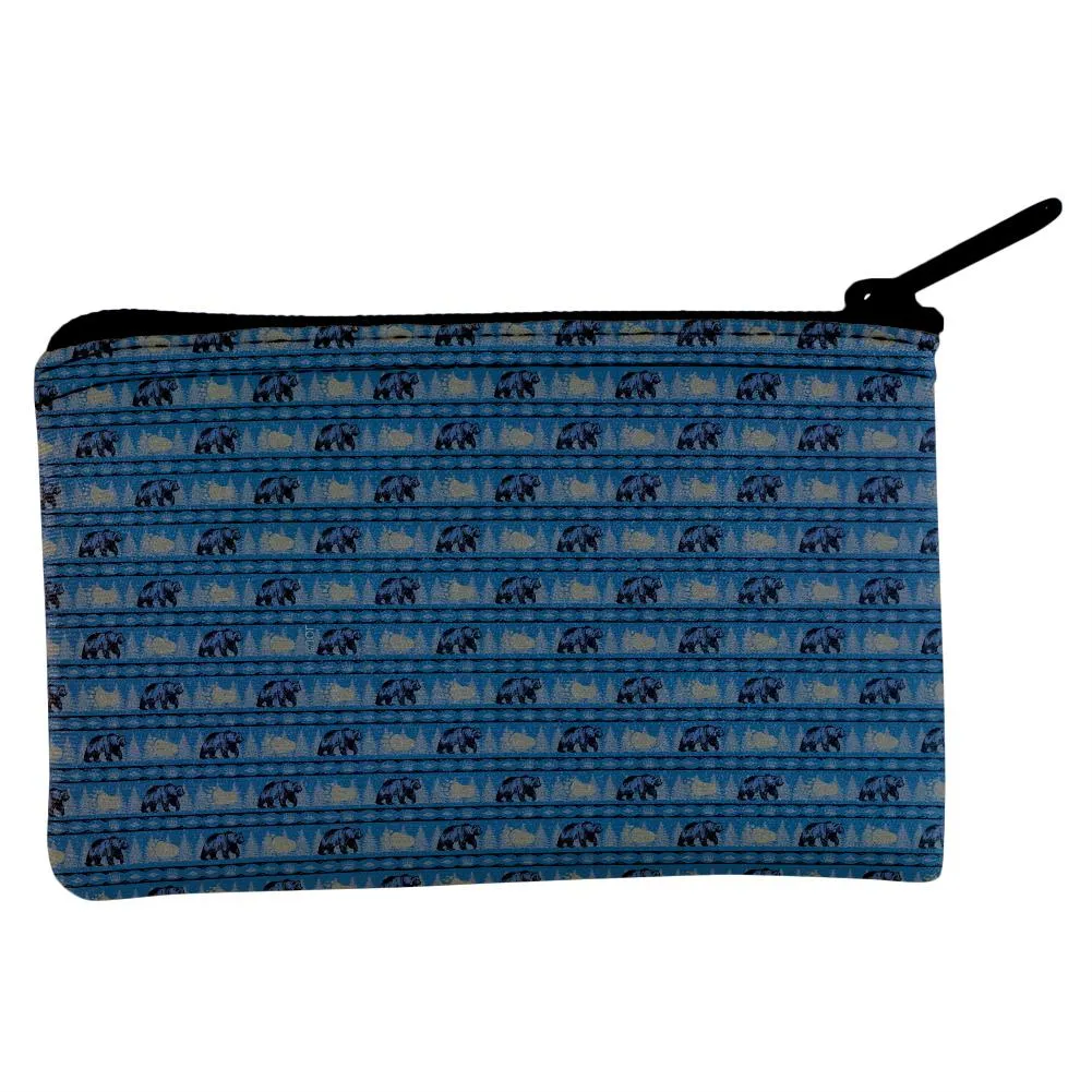 Grizzly Bear Adirondack Pattern Blue Coin Purse