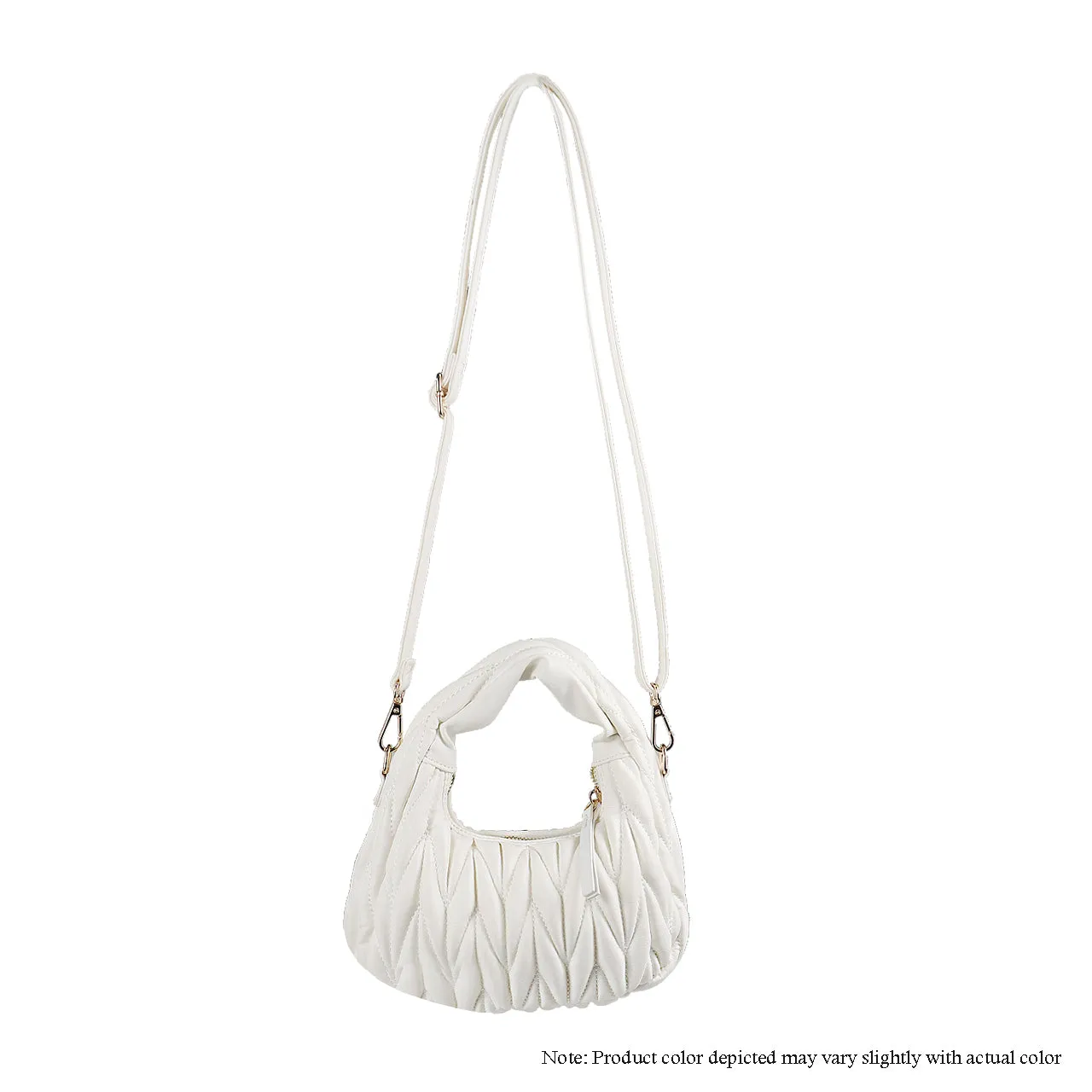 H-MIU QUILTED POUCH DESIGN W/CROSSBODY STRAP - WHITE