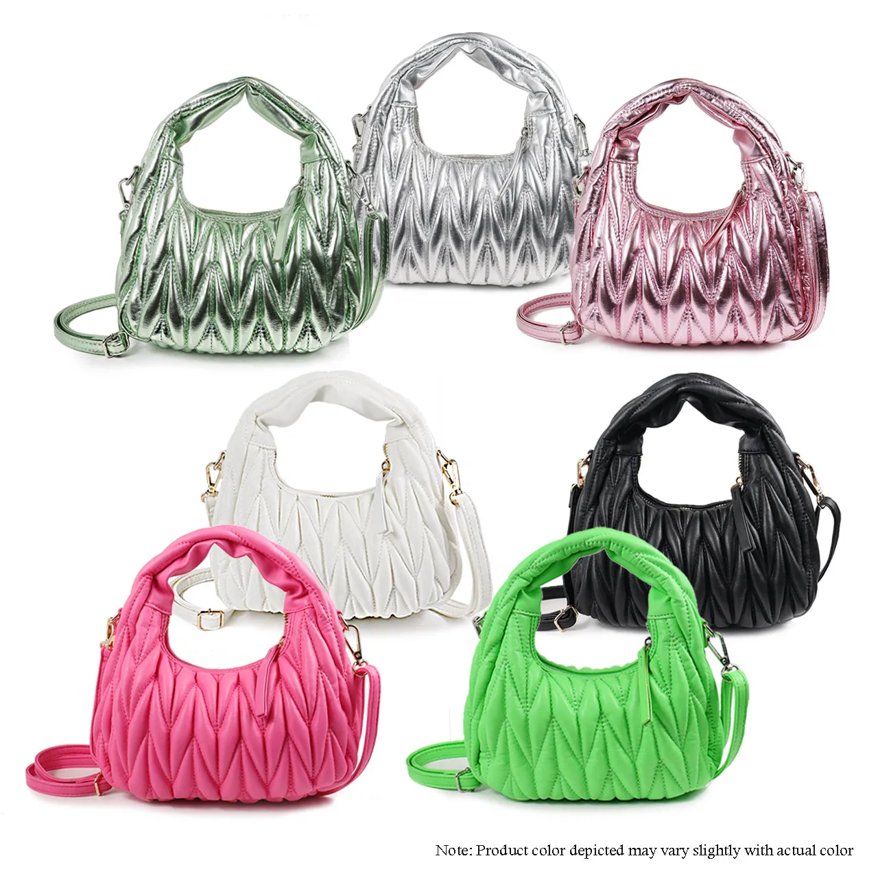 H-MIU QUILTED POUCH DESIGN W/CROSSBODY STRAP - WHITE