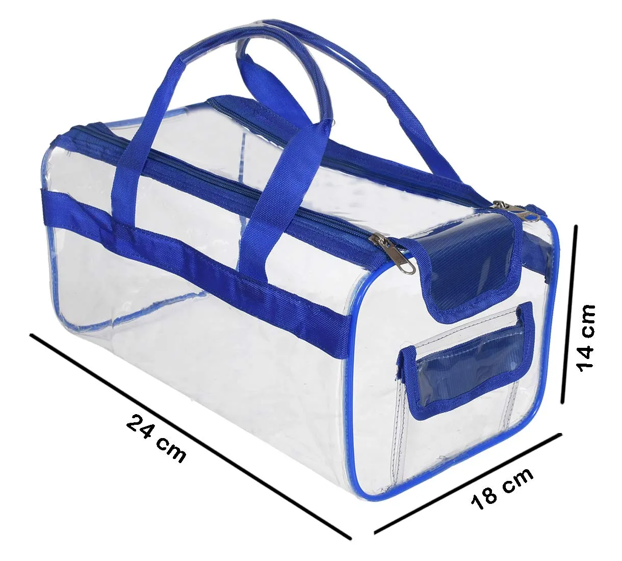 Heart Home Small Size 2 Crystal Clear Plastic Cosmetic Bags Travel PVC Vinyl Toiletry Bag, Zipper Large Transparent Waterproof Make-Up Case Organizer Bag (Blue) (F_26_HEARTH017014)