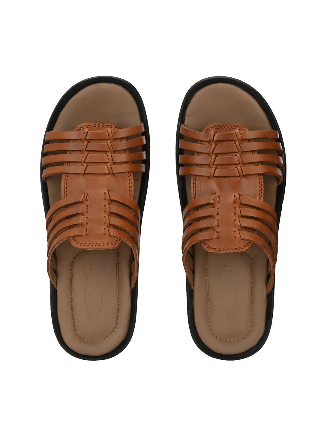 HITZ97104 Men's Tan Leather Daily Wear Open Slipper