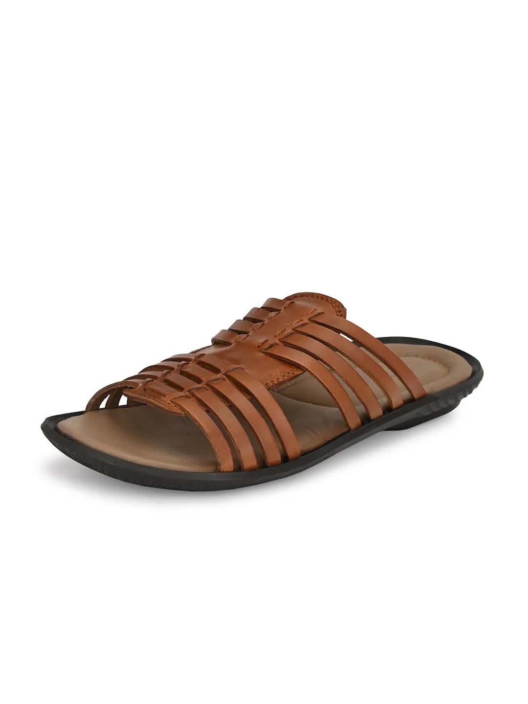 HITZ97104 Men's Tan Leather Daily Wear Open Slipper