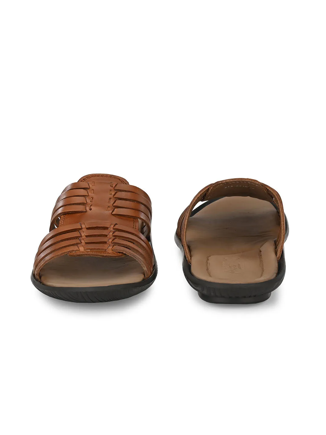 HITZ97104 Men's Tan Leather Daily Wear Open Slipper