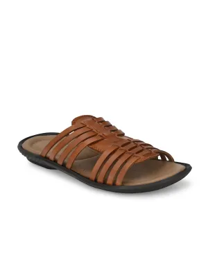 HITZ97104 Men's Tan Leather Daily Wear Open Slipper