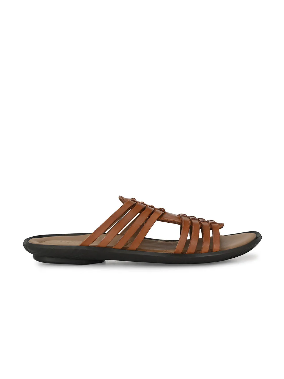 HITZ97104 Men's Tan Leather Daily Wear Open Slipper