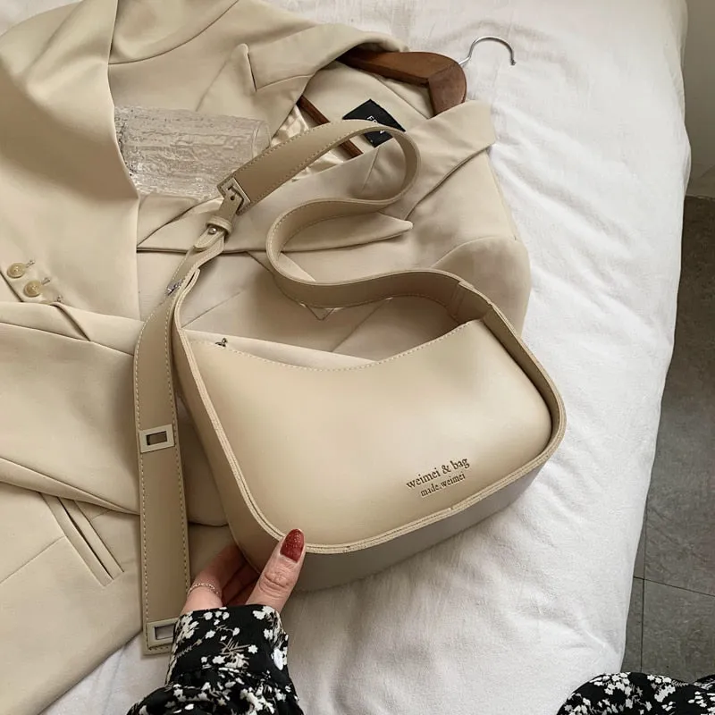 Irregular Small PU Leather Solid Color Crossbody Shoulder Bag For Women 2021 Trendy Luxury Travel Branded Handbags And Purses