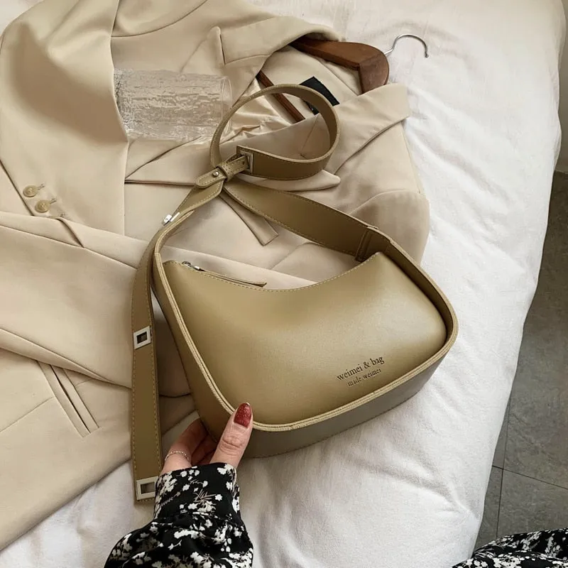 Irregular Small PU Leather Solid Color Crossbody Shoulder Bag For Women 2021 Trendy Luxury Travel Branded Handbags And Purses