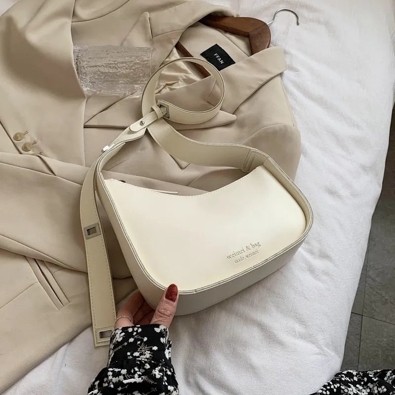 Irregular Small PU Leather Solid Color Crossbody Shoulder Bag For Women 2021 Trendy Luxury Travel Branded Handbags And Purses