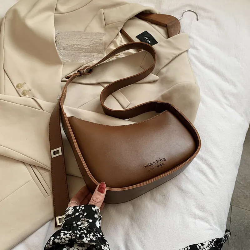 Irregular Small PU Leather Solid Color Crossbody Shoulder Bag For Women 2021 Trendy Luxury Travel Branded Handbags And Purses