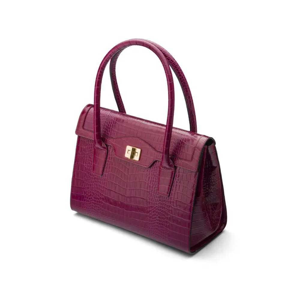 Large Leather Morgan Bag - Pink Croc