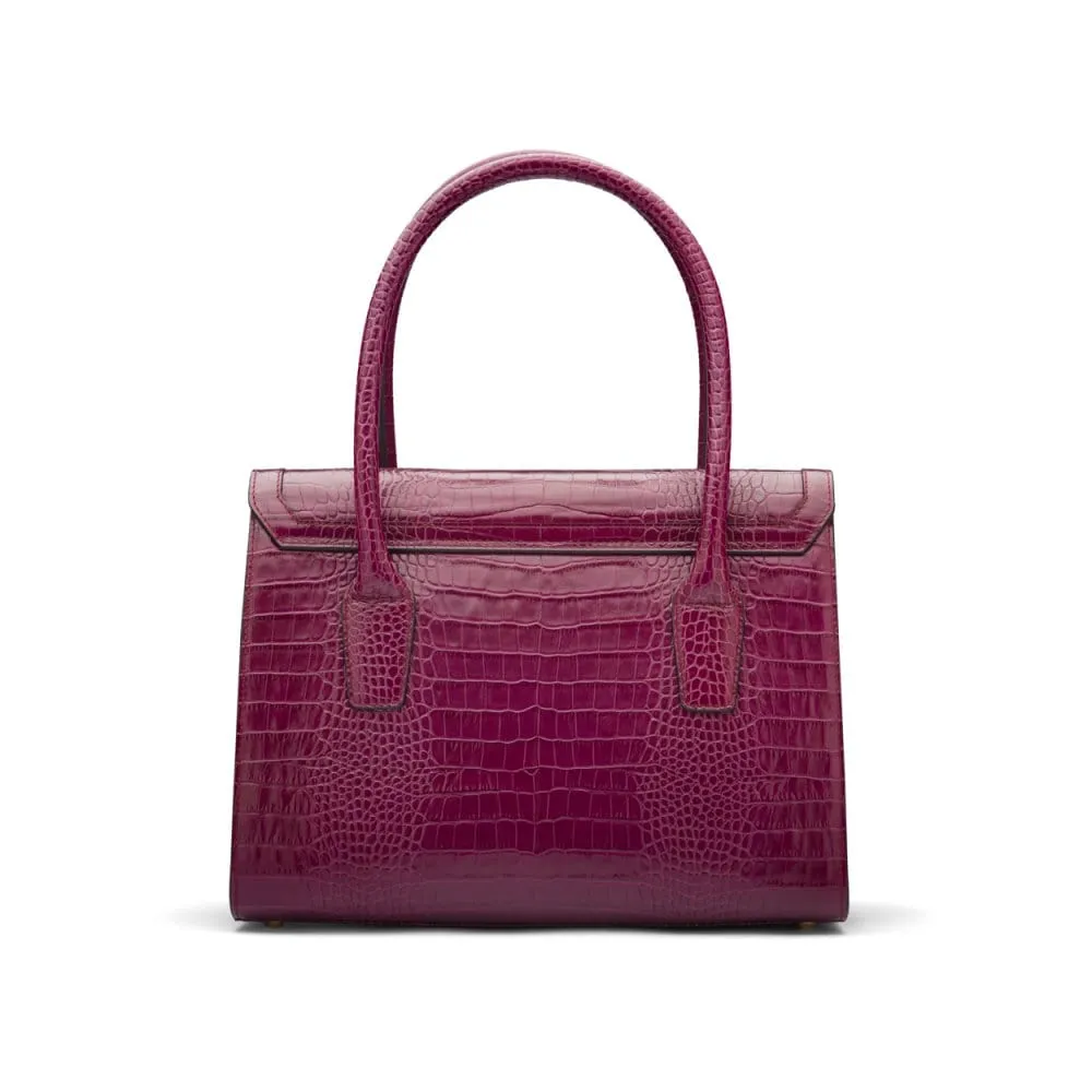 Large Leather Morgan Bag - Pink Croc