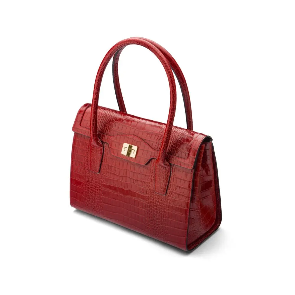 Large Leather Morgan Bag - Red Croc