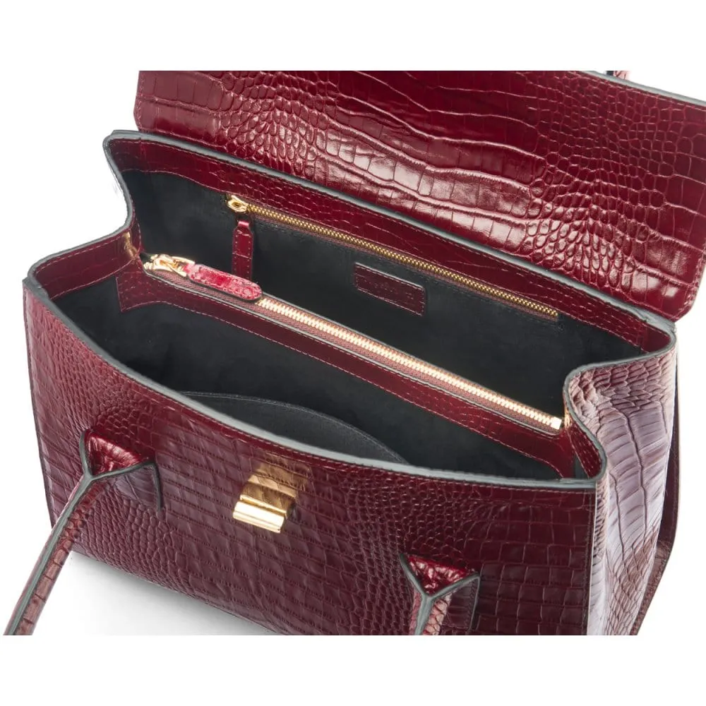 Large Leather Morgan Bag - Red Croc