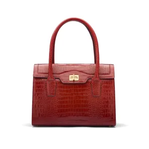 Large Leather Morgan Bag - Red Croc