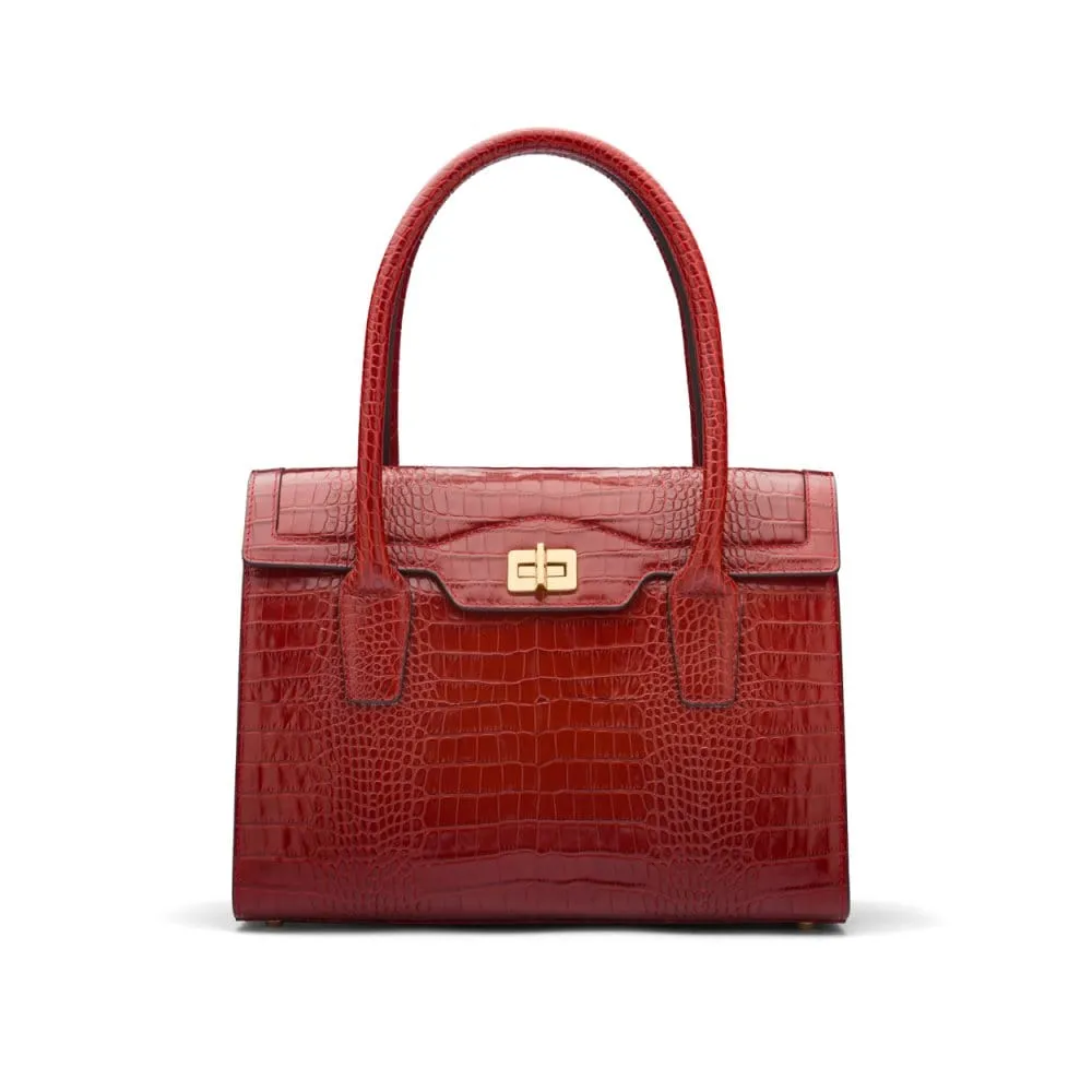 Large Leather Morgan Bag - Red Croc