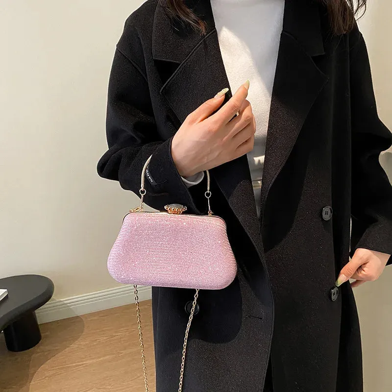 Luxury High-Design Evening Bag for Women | Glitter Clutch, Shoulder Bag with Chain for Party, Banquet, and Wedding