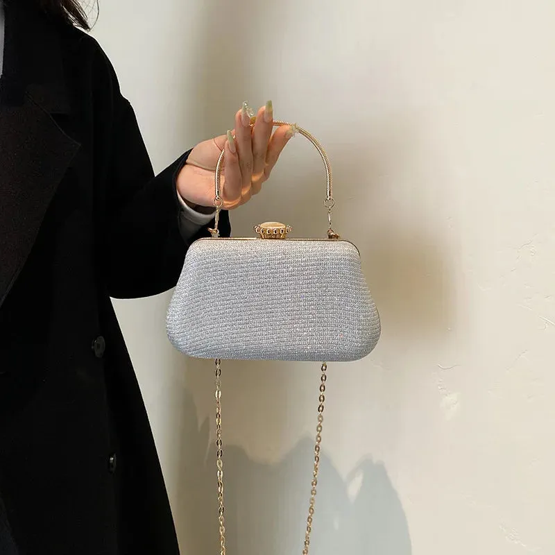 Luxury High-Design Evening Bag for Women | Glitter Clutch, Shoulder Bag with Chain for Party, Banquet, and Wedding