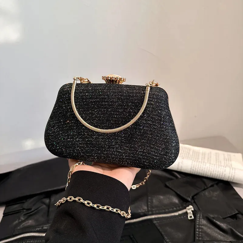 Luxury High-Design Evening Bag for Women | Glitter Clutch, Shoulder Bag with Chain for Party, Banquet, and Wedding