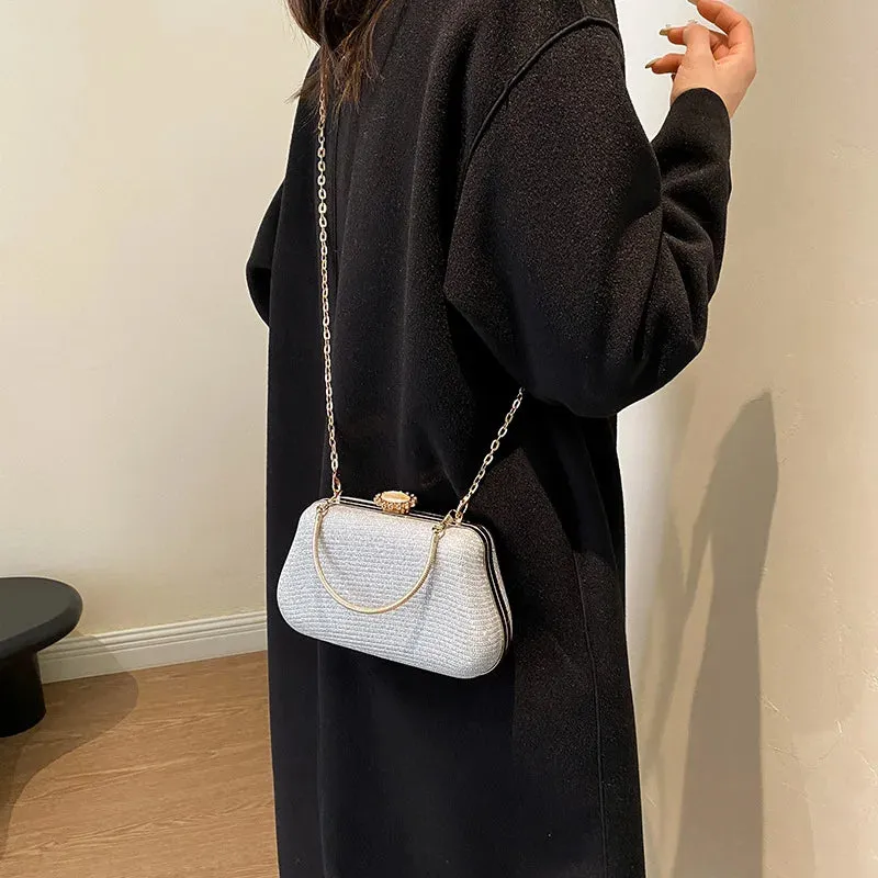 Luxury High-Design Evening Bag for Women | Glitter Clutch, Shoulder Bag with Chain for Party, Banquet, and Wedding