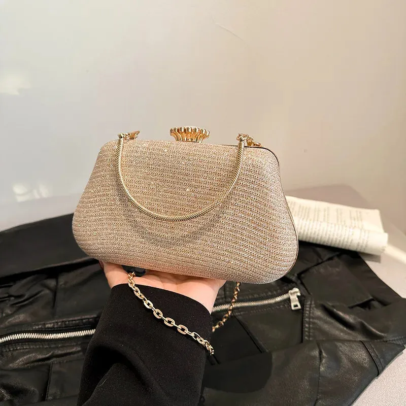 Luxury High-Design Evening Bag for Women | Glitter Clutch, Shoulder Bag with Chain for Party, Banquet, and Wedding
