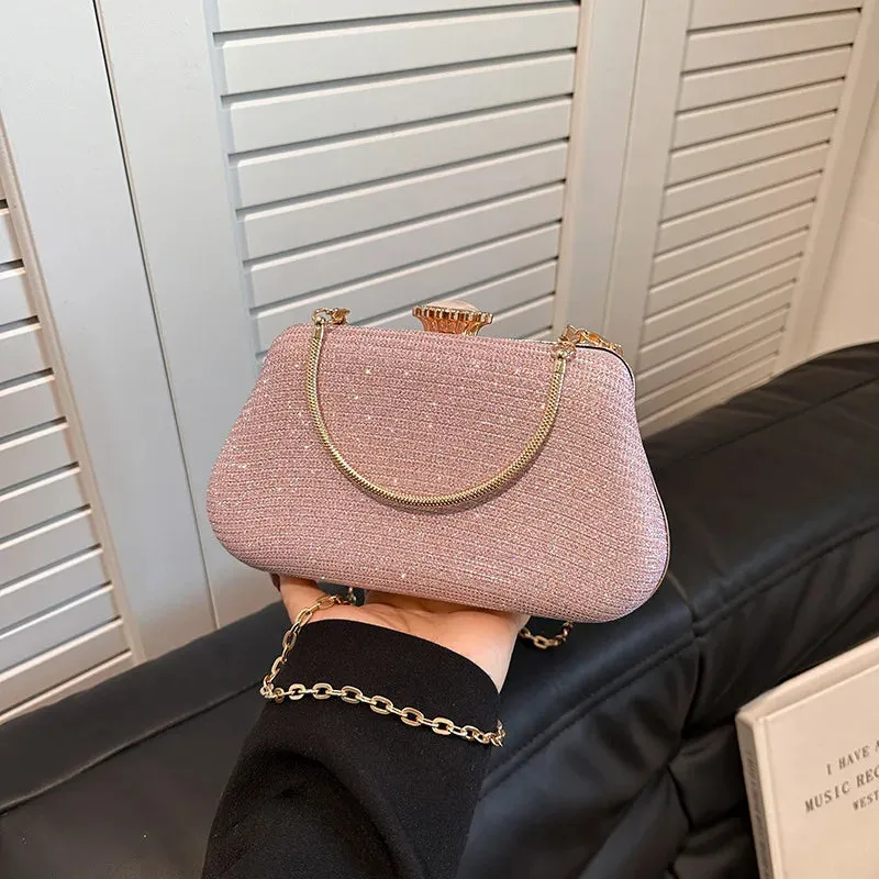 Luxury High-Design Evening Bag for Women | Glitter Clutch, Shoulder Bag with Chain for Party, Banquet, and Wedding