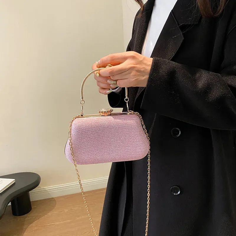 Luxury High-Design Evening Bag for Women | Glitter Clutch, Shoulder Bag with Chain for Party, Banquet, and Wedding