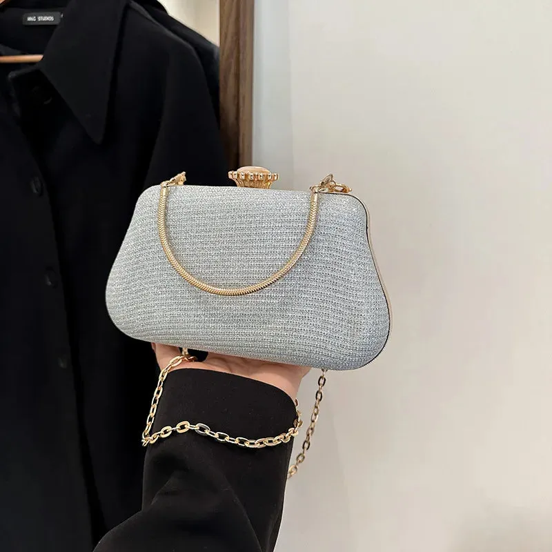Luxury High-Design Evening Bag for Women | Glitter Clutch, Shoulder Bag with Chain for Party, Banquet, and Wedding