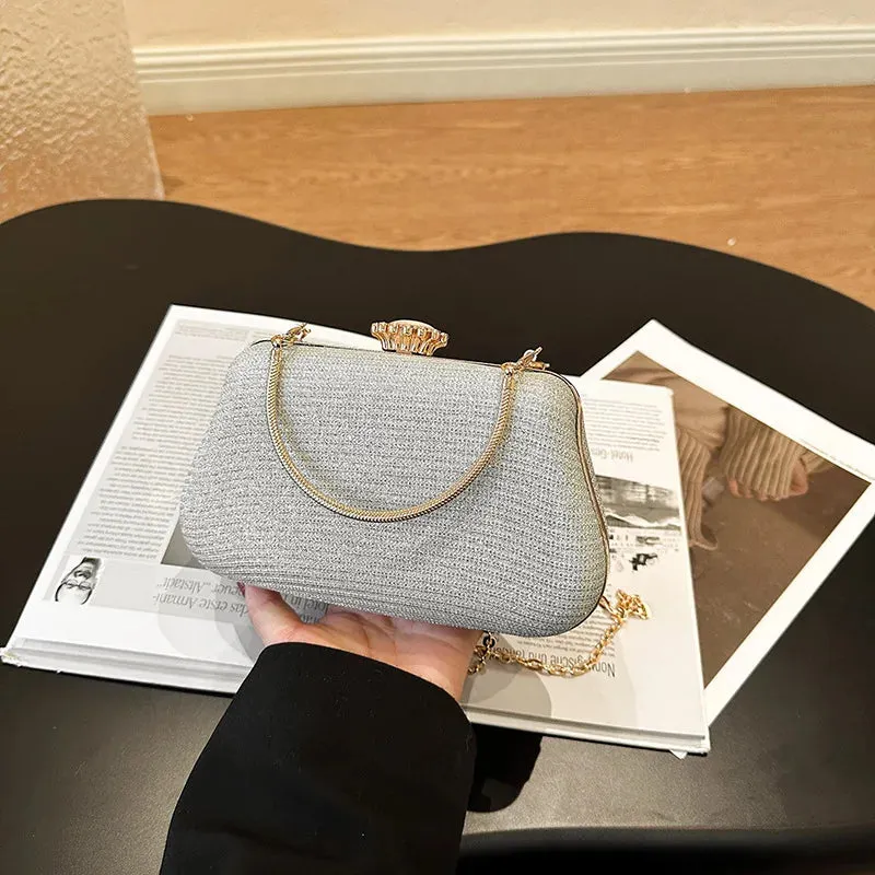 Luxury High-Design Evening Bag for Women | Glitter Clutch, Shoulder Bag with Chain for Party, Banquet, and Wedding