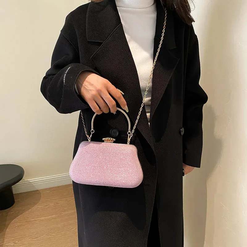 Luxury High-Design Evening Bag for Women | Glitter Clutch, Shoulder Bag with Chain for Party, Banquet, and Wedding
