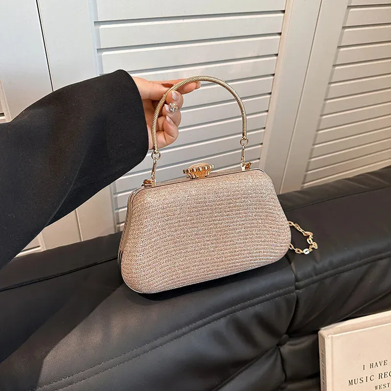 Luxury High-Design Evening Bag for Women | Glitter Clutch, Shoulder Bag with Chain for Party, Banquet, and Wedding